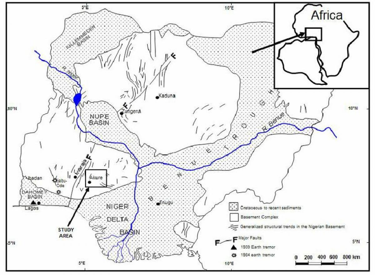 Map of nigeria showing drainage