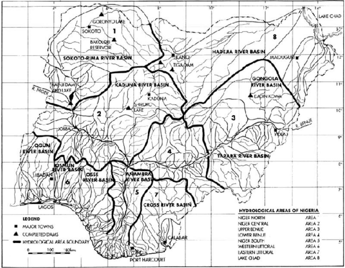 Map of hydrological nigeria