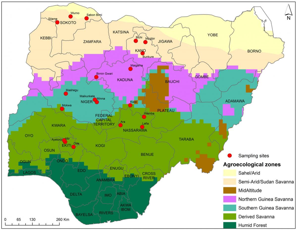 Map of nigeria showing crop distribution
