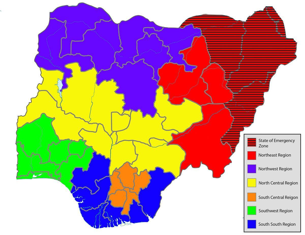 Map of nigeria showing all the states