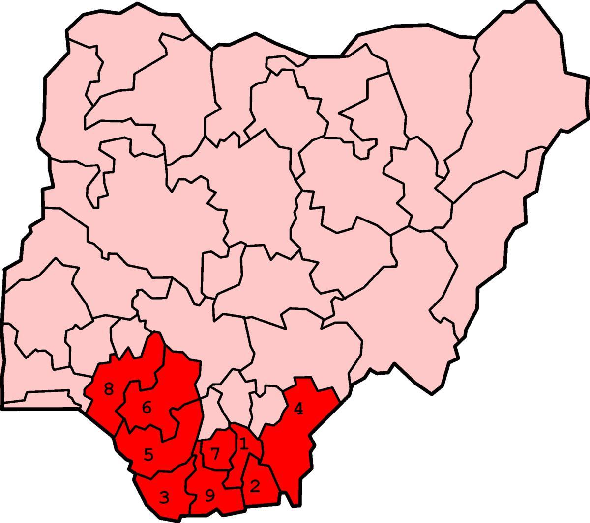 Map of south south nigeria