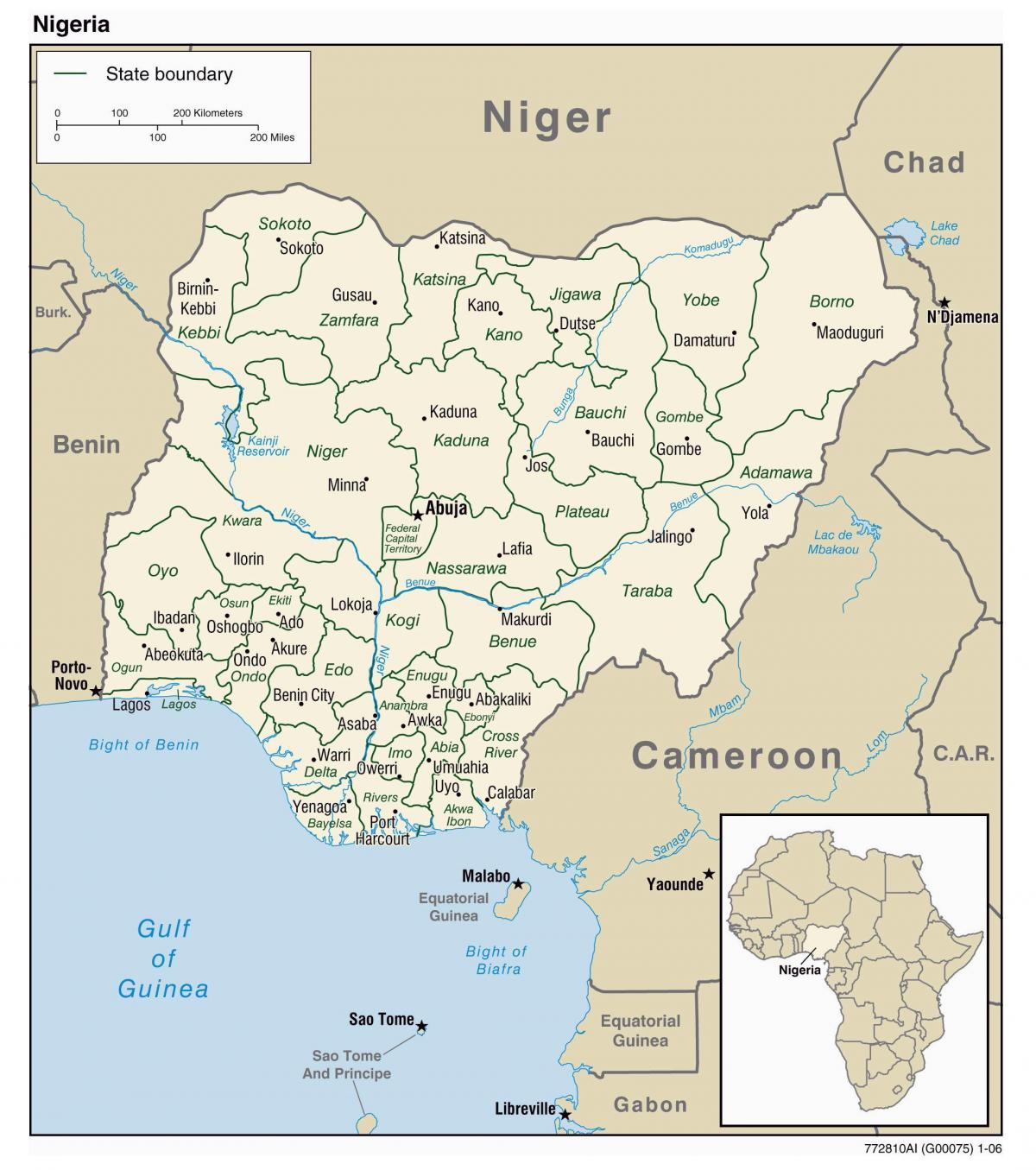 Map of nigeria with cities