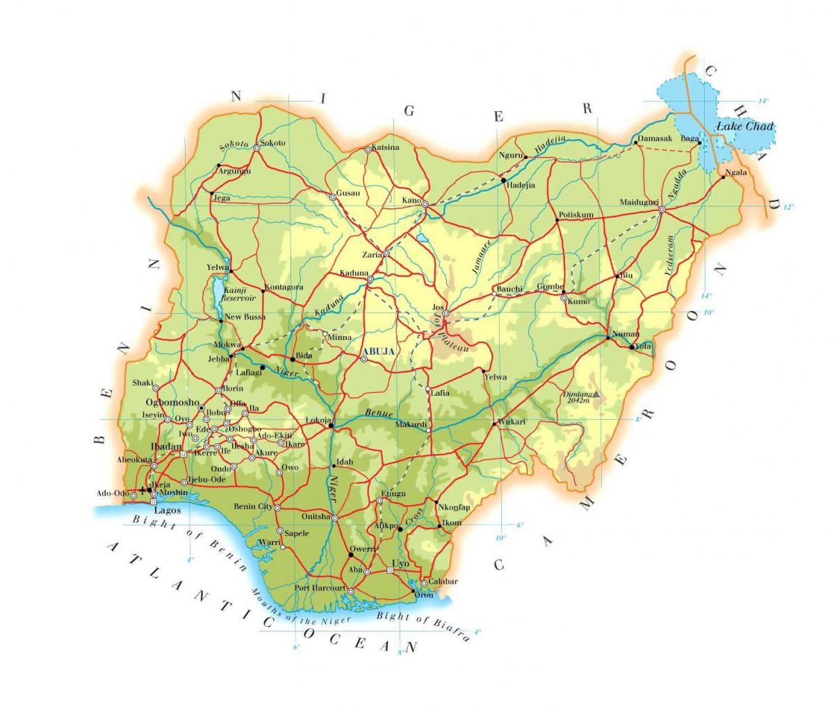Map of nigeria elevation