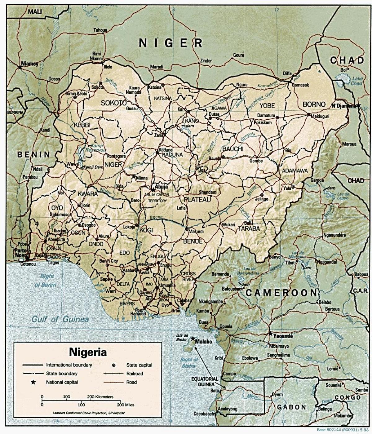 Geographical map of nigeria