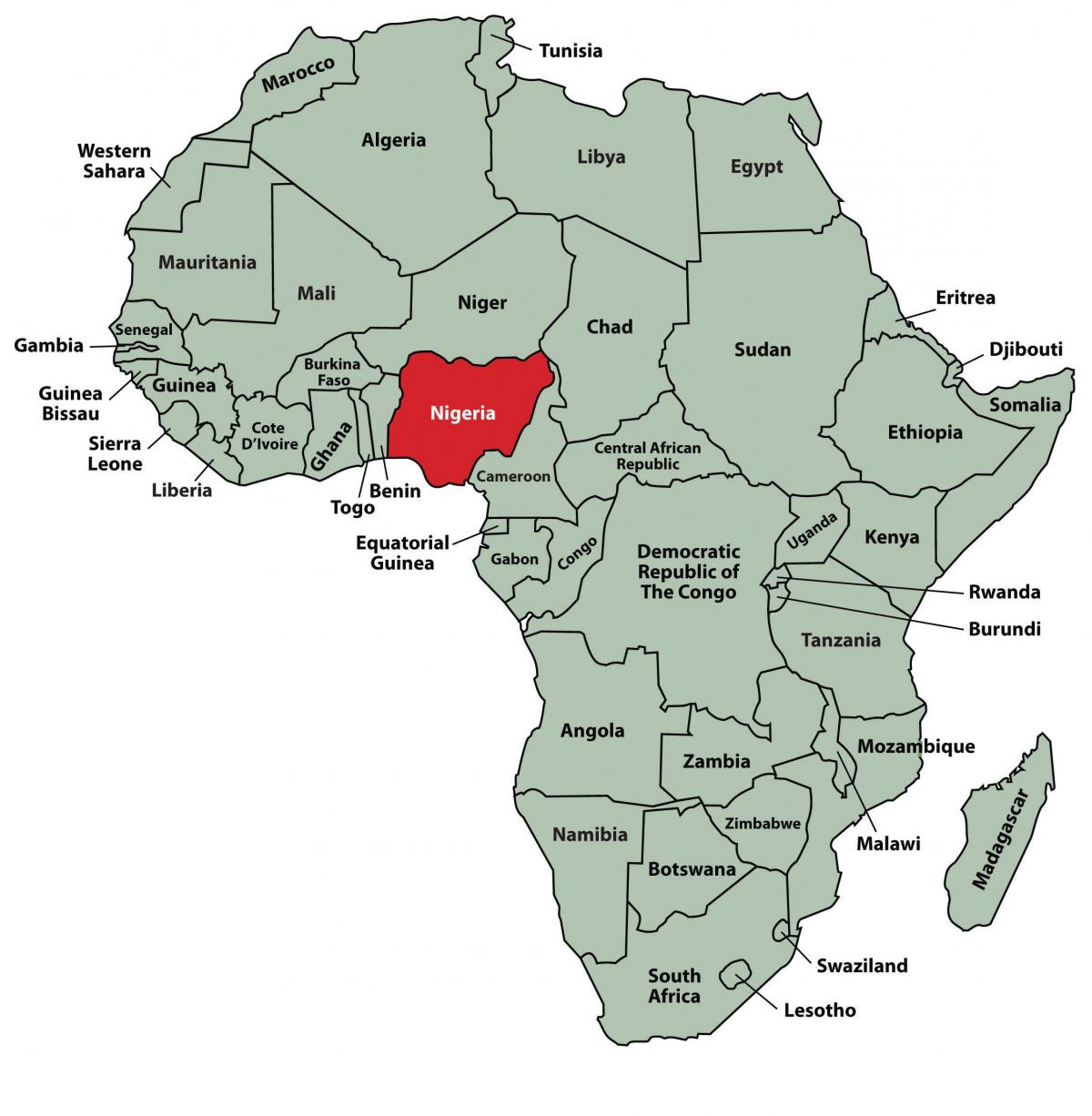 Map of nigeria location in africa