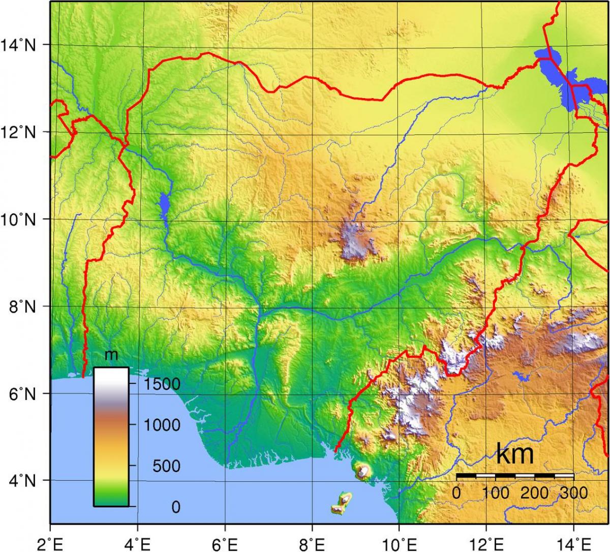 Map of nigeria topographic