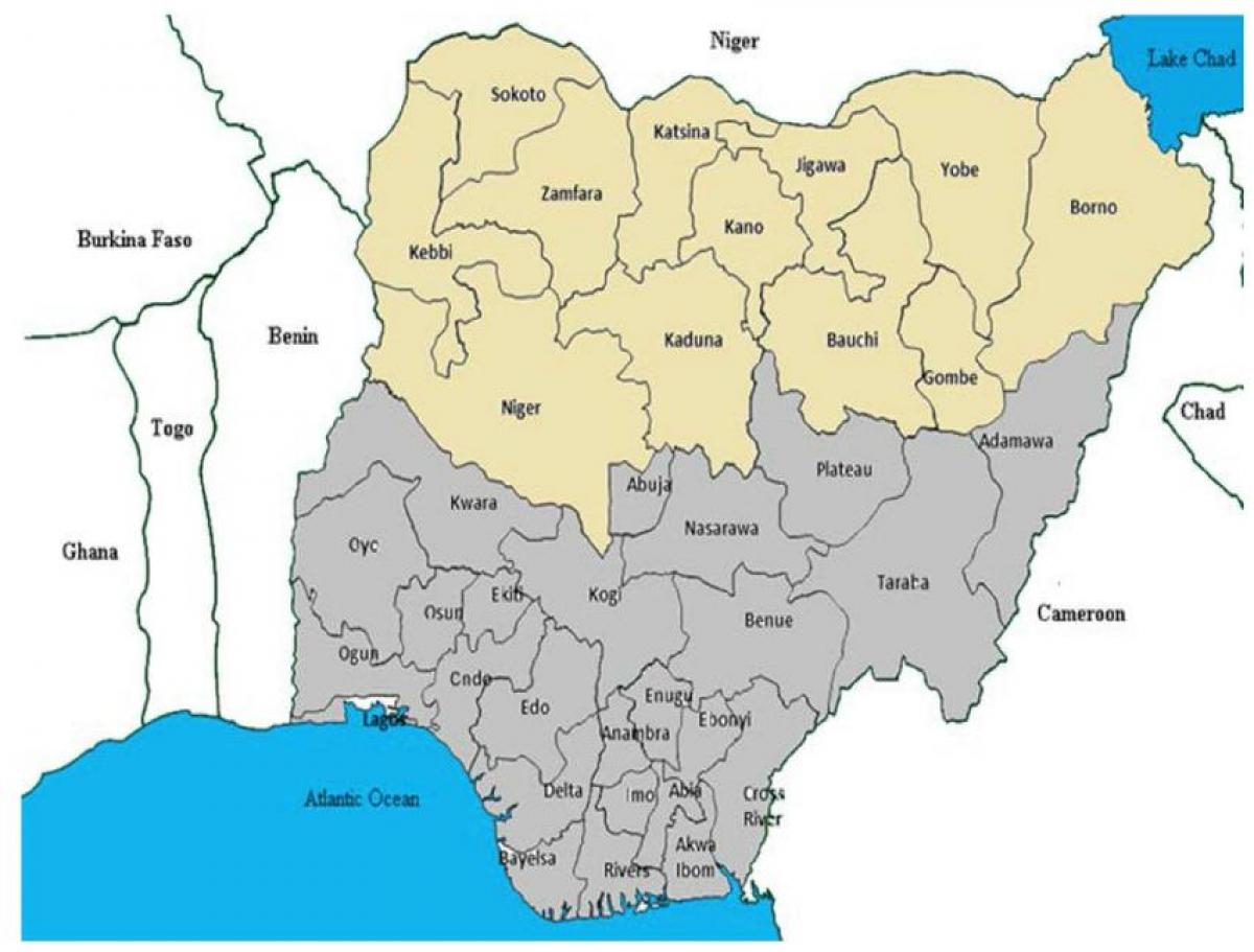 Map of northern nigerian states