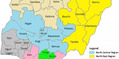 Map of nigeria showing the geopolitical zones