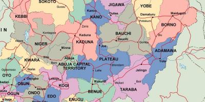 Map of nigeria with states and cities