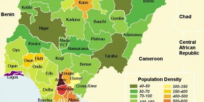 Nigeria population density map